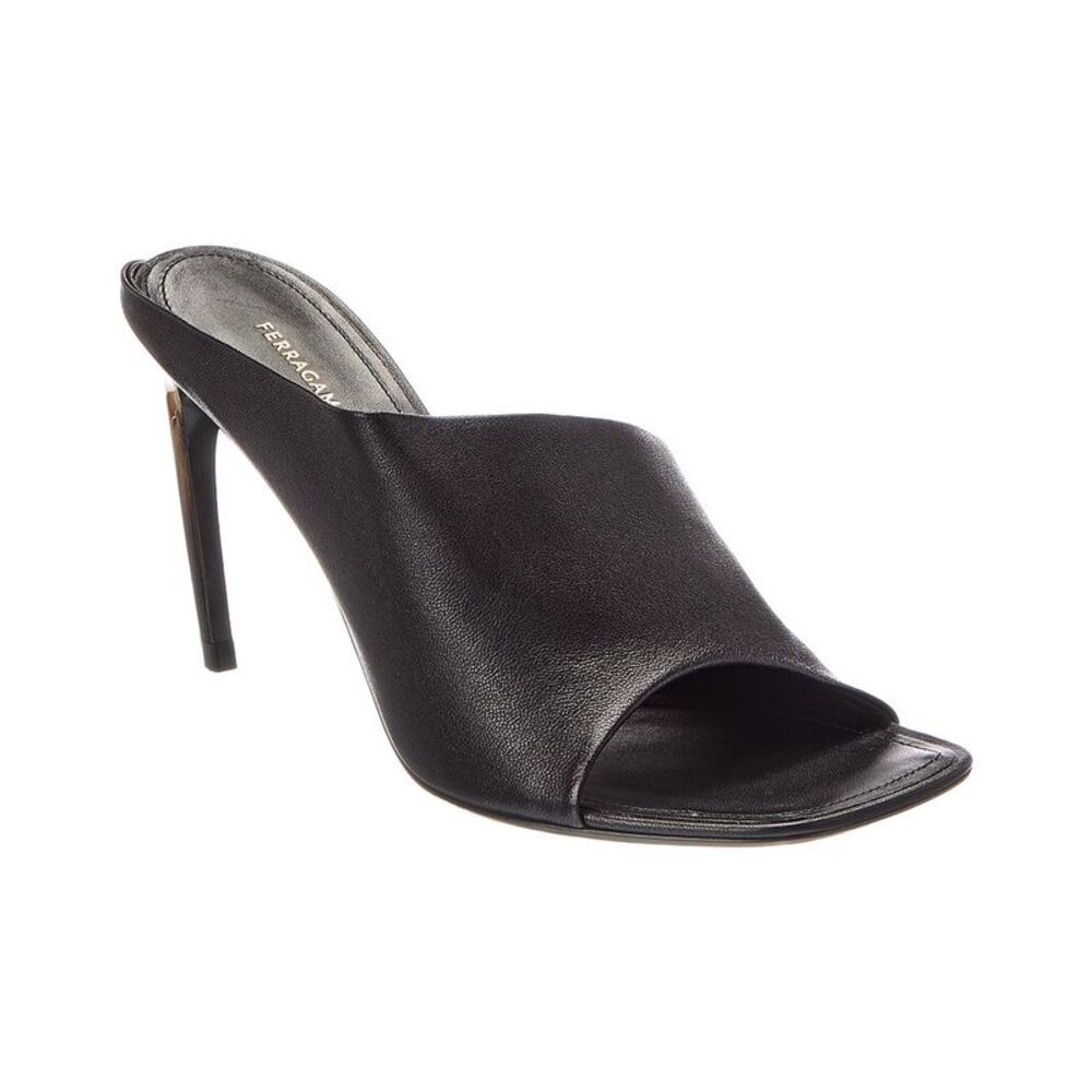 Ferragamo Nymphe 85 Leather Sandal, Black